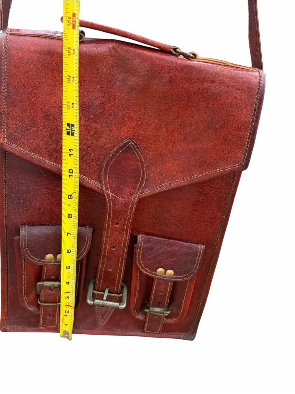 VINTAGE RUSTIC LEATHER SATCHEL CROSSBODY BAG